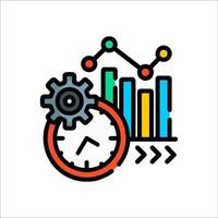 Time management icon with a clock and graph vector