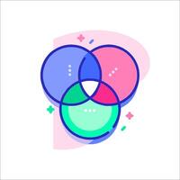 A venn diagram with two circles and a dot vector