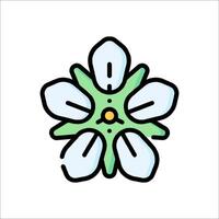 A flower icon with a green stem and yellow petals vector