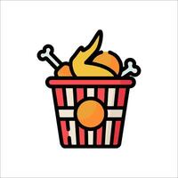 A basket with food and a dog in it vector