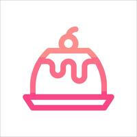 A pink and white icon of a cake with a cherry on top vector