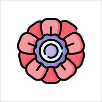 A pink flower with a blue center on a white background vector