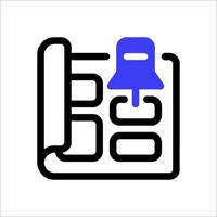 A blue icon with a paper clip on top of it vector