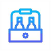 A blue and white icon of a box with two bottles inside vector