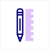 A pencil and ruler icon on a white background vector