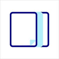 A blue and white icon of a book vector