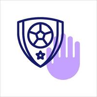 A hand holding a shield and a hand with a star vector