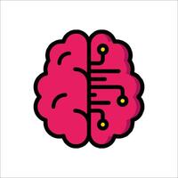 A pink brain with a circuit board on it vector