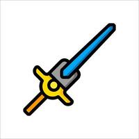 A sword icon with a blue and yellow handle vector