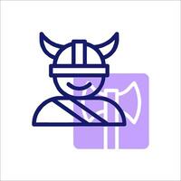 A viking icon with a hammer and axe vector