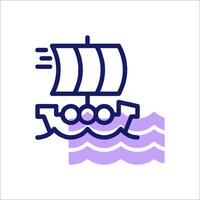 A boat with sails on it is floating in the water vector