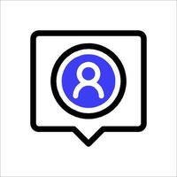 A blue and white icon of a person with a circle vector