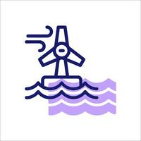 A wind turbine in the ocean with waves vector