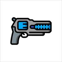 A gun icon with a blue handle and a black barrel vector