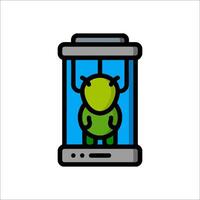 An icon of a green alien inside a cell phone vector