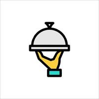 A cloche with a hand holding it up vector