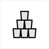A black and white illustration of a stack of cups vector