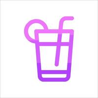 A drink with a straw and a slice of lemon in it vector