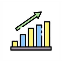 A graph chart with an arrow going up vector