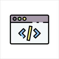 A computer screen with a code symbol on it vector
