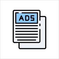 Ads icon on white background vector