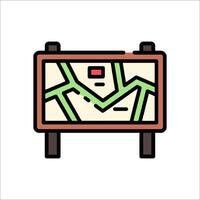 A map on a wooden sign with a green arrow vector
