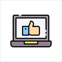 A laptop with a thumbs up icon on it vector