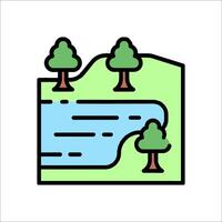 A river and trees icon on a white background vector