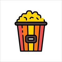 A colorful popcorn bucket icon on a white background vector