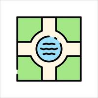 A square with a water fountain in the middle vector