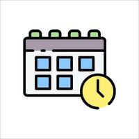 A calendar and clock icon on a white background vector