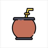 A drink with a straw in it on a white background vector