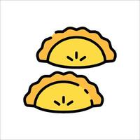 Two pies are shown in a line drawing vector