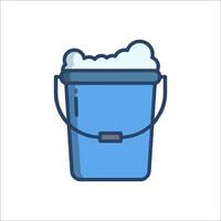 Bucket of water with soap and brush icon illustration vector