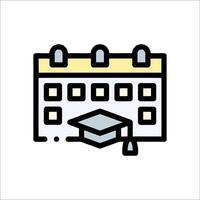 A calendar icon with a graduation cap on it vector