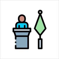 Speaker at podium icon vector