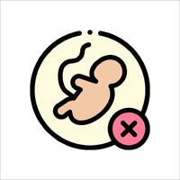 A baby in a womb icon with a cross vector