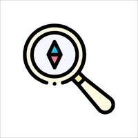 A magnifying glass with a diamond on it vector