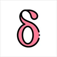 The number eight is made up of pink and black vector