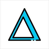 A blue triangle with a black outline vector