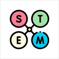 Stem logo with four circles and the word stem vector