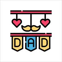A father's day banner with a mustache and heart vector