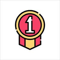A number one badge with a ribbon around it vector