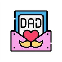 A father's day icon with a heart and mustache vector