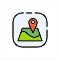 A map icon with a pin pointing to a location vector