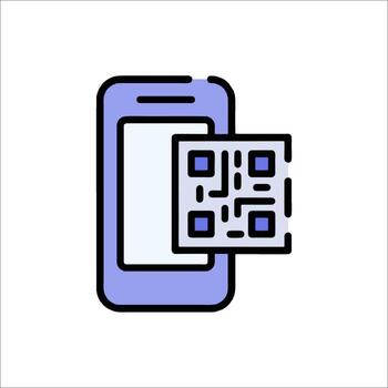 A phone with a qr code on it vector