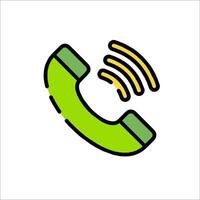 A phone icon with a green and yellow color vector
