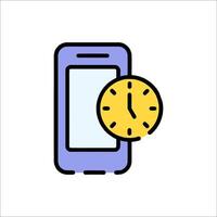 A phone with a clock on it and a clock icon vector