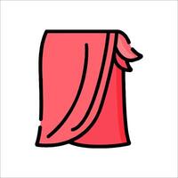 A red curtain with a pink bow on it vector