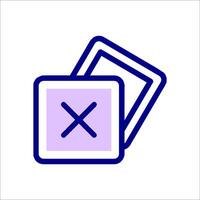 A blue square with an x on it vector